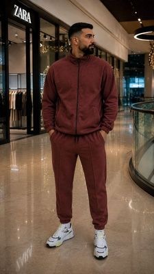 Чоловічий спортивний костюм, Бордовий, XXL-XXXL