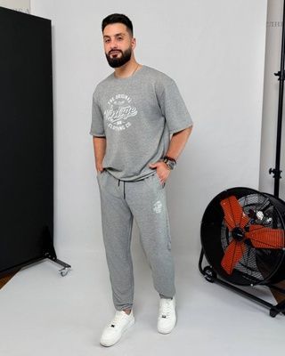 Спортивный мужской костюм летний &laquo;Vintage&raquo; , Светло-серый, S-M