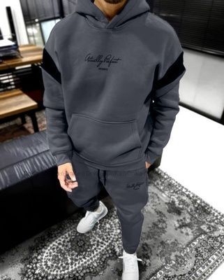 Теплий чоловічий спортивний костюм на флісі., Space Gray, S-M