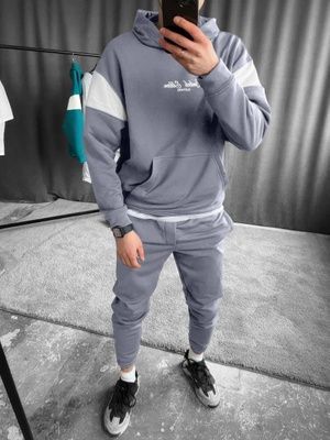 Спортивный трикотажный мужской костюм., Светло-серый, XXL-XXXL